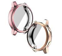Lot de 2 coques de protection compatibles avec Garmin Venu 2S - Film de protection d'écran flexible en TPU - Anti-rayures - Pour Garmin Venu 2S (rose/or rose)