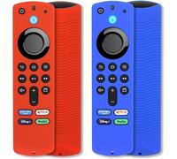 Lot de 2 Coques de Protection en Silicone antidérapant Compatible avec Fire TV Stick Alexa télécommande vocale (3e génération) (Rouge et Bleu)