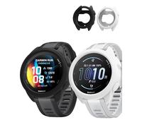 Lot de 2 coques de protection en silicone pour Garmin Forerunner 165, résistant aux chocs, aux rayures et protection d'écran légère, noir/blanc