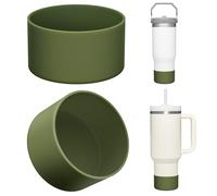 Lot de 2 coques de protection en silicone pour gobelet Stanley Quencher Adventure 1200 ml, 880,5 ml, 590,5 ml, 850,5 g, couverture de bas de bouteille d'eau, accessoires pour tasse Stanley (vert kaki)