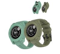 Lot de 2 coques de protection en silicone pour GPS Garmin Instinct E 45 mm, résistant aux chocs, aux rayures et protection d'écran légère, vert jungle
