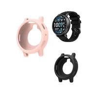 Lot de 2 coques de protection en silicone pour montre connectée Amazfit Active, toergy Max, ultra fine, anti-chute, anti-rayures, noir et rose crème