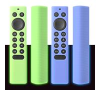 Lot de 2 coques de protection en silicone pour télécommande NVIDIA Shield TV Pro/4K HDR série de télécommandes légères pour enfants - Antidérapantes/antichocs avec dragonne GlowBlue & Glowgreen