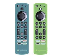 Lot de 2 coques de protection en silicone pour télécommande Stick Toshiba | Silicone Bleu Vif & Vert Vif pour Stick 4K Max/Toshiba/Insignia/Pioneer/Omni(QLED) Series Télécommande TV