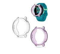 Lot de 2 coques de protection en TPU pour Garmin Bounce 2, toergy ultra fines, anti-chute, anti-rayures, violet transparent et noir transparent, coque de protection compatible avec la montre
