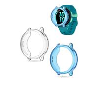 Lot de 2 coques de protection en TPU pour Garmin Bounce 2, toergy ultra fines, anti-chute, anti-rayures, bleu transparent et noir transparent, coque de protection pour montre intelligente Garmin