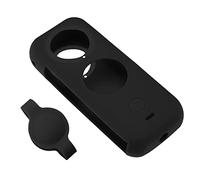 Lot de 2 coques de protection pour objectif de rechange compatible avec Insta 360 ONE X2 en silicone pour appareil photo Noir