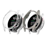 Lot de 2 coques de protection pour Samsung Galaxy Watch 7 40 de 44 mm, coque de protection en polycarbonate rigide, anti-chute, pour montre intelligente Galaxy Watch 7 (transparent + couleur acier