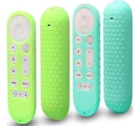 Lot de 2 Coques de Protection pour télécommande vocale Google TV Streamer 4K 2024, antidérapantes et résistantes aux Chocs avec Cordons (Vert et Turquoise, Les Deux Brillants)
