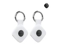 Lot de 2 coques de protection pour tracker anti-perte Tile ATUVOS avec porte-clés en silicone - Housse durable et élégante, imperméable, anti-chute, blanc