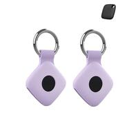 Lot de 2 coques de protection pour tracker anti-perte Tile Mate 2022/2024 avec porte-clés en silicone - Coque durable et élégante, imperméable, anti-chute, violet