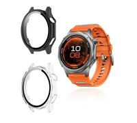 Lot de 2 coques de protection yystao en polycarbonate rigide avec film de protection en verre 9H pour montre intelligente OPPO Watch X3/OnePlus Watch 4, noir et transparent