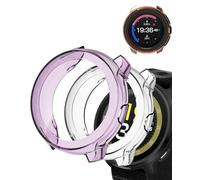 Lot de 2 coques de protection yystao en TPU semi-rigide pour montre de course GPS Suunto Run - Absorbe les chocs - Légers - Violet et transparent