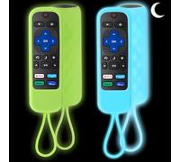 Lot de 2 coques de rechange en silicone de qualité supérieure pour télécommande Roku Express/Streaming Stick/TCL Hisense Roku TV - Coque de rechange phosphorescente (vert et bleu)