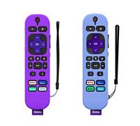 Lot de 2 coques de rechange pour télécommande Roku Voice Remote Pro 2021, coque phosphorescente avec sangle (violet + bleu)