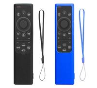 Lot de 2 Coques de Télécommande pour Télécommande Samsung Smart Solar Cell 2021 2022 BN59-01385 BN59-01265A, Coque Antidérapante en Silicone Antichoc avec Cordon Anti-Perte (Noir + Aigue Marine）