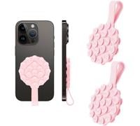 Lot De 2 Coques De Téléphone À Ventouse Double Face,Antidérapantes,Mains Libres,En Silicone,Support De Téléphone Autocollant,Support De Miroir Pour Selfies Et Vidéos (Rose)