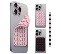 Lot de 2 coques de téléphone à ventouse, double face, en silicone avec une puissance d'aspiration plus élevée pour téléphones portables, support d'accessoires de téléphone mains libres, 2 pièces (rose