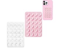 Lot de 2 coques de téléphone en silicone avec support adhésif, Leeneen 5,6 x 8,1 cm, mains libres, support solide pour selfies et vidéos, durable, facile à utiliser, pour tous les téléphones (blanc