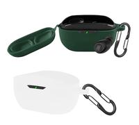 Lot de 2 coques easyBee compatibles avec JBL Wave Buds 2 / JBL Wave Buds [avec 2 mousquetons], coque en silicone liquide ultra fine anti-chocs, étui de protection pour casque Bluetooth, blanc et vert