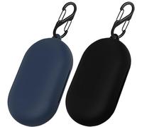 Lot de 2 coques easyBee compatibles avec les écouteurs Soundcore V20i - Avec 2 mousquetons - Coque en silicone liquide ultra fine et résistante aux chocs - Noir et bleu