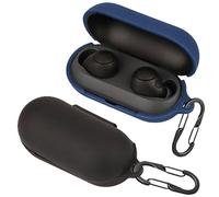 Lot de 2 coques easyBee compatibles avec Sony WF-C700N [avec 2 mousquetons], coque en silicone liquide ultra fine anti-chocs, étui de protection pour casque Bluetooth - Noir et bleu