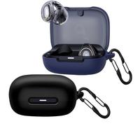 Lot de 2 coques easyBee compatibles avec Soundcore C30i Earbuds [avec 2 mousquetons], coque en silicone liquide ultra fine résistante aux chocs, étui de protection pour casque Bluetooth - Noir et bleu