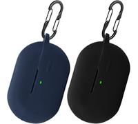 Lot de 2 coques easyBee compatibles avec SoundPEATS PearlClip Pro, avec 2 mousquetons, coque en silicone liquide ultra fine et résistante aux chocs, pour casque Bluetooth - Noir et bleu