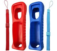 Lot de 2 coques en silicone avec dragonne pour télécommande Wii (rouge + bleu)