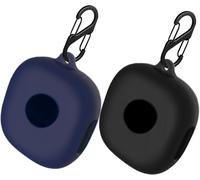 Lot De 2 Coques En Silicone Liquide Compatibles Avec Soundcore Sport X20 ¿ Antichoc, Finition Mate Antidérapante, Recharge Sans Fil Compatible, 2 Mousquetons (Noir + Bleu Foncé)