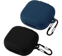 Lot De 2 Coques En Silicone Liquide Pour Étui De Charge Shokz Openfit Air - Ultra-Fin Antichoc, Compatible Recharge Sans Fil, Avec 2 Mousquetons (Noir & Bleu)