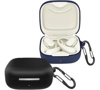 Lot De 2 Coques En Silicone Liquide Ultra-Minces Et Anti-Chocs Pour Étui De Charge Huawei Freearc Open Ear ¿ 2 Mousquetons Inclus (Noir Et Bleu)