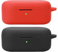 Lot De 2 Coques En Silicone Pour Boîtier Oppo Enco Buds2 Pro - Antichoc, Compatible Recharge Sans Fil - Noir Et Rouge