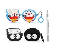 Lot de 2 coques en silicone XMBYGY pour AirPods Pro 2e et 1ère génération d'écouteurs sans fil avec kit de stylet de nettoyage, design peau de dessin animé (A + BKelf)