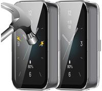 Lot De 2 Coques Pc Avec Verre Trempé 9h Et Bumper Slim Noir ¿ Protection Intégrale Pour Honor Band 10