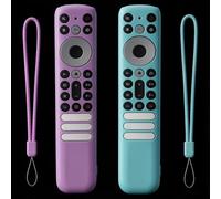 Lot de 2 coques pour télécommande vocale TCL RC813 FMB1 / RC902V FMR1 / RC923 2023, coque en silicone pour télécommande TCL Q6 Q7 QM8 S4 S3 Series Google TV, phosphorescente - Bleu et violet