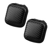 Lot de 2 Coques Rayées pour Écouteurs - Étui de Rangement Rigide avec Poche en Filet, Sac pour Câble de Données et Mini Sac pour Accessoires