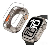 Lot de 2 coques rigides en polycarbonate pour Apple Watch Series 9, 8, 7 avec protecteur d'écran de 45 mm (ressemble à Ultra et Ultra2) - Coque de protection intégrale à 360° en verre résistant aux