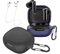 Lot De 2 Coques Silicone Pour Boîtier De Charge Soundcore P40i + 2 Sangles Anti-Perte Et 2 Mousquetons - Noir & Bleu