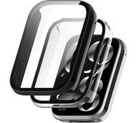 Lot De 2 Coques Tpu + Verres Trempés Pour Xiaomi Smart Band 9 Pro ¿ Protection Complète 360° Antichoc, Coque Fine, Écran Transparent + Noire, Découpes Précises, Installation Facile