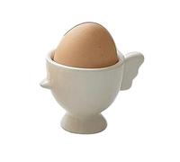Lot de 2 coquetiers à base surélevée, couleur unie, poignée antidérapante, bonne prise en main, porte-éponge de maquillage, mini porte-œufs en céramique for petit-déjeuner, salle à manger(White)