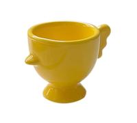 Lot de 2 coquetiers à base surélevée, couleur unie, poignée antidérapante, bonne prise en main, porte-éponge de maquillage, mini porte-œufs en céramique for petit-déjeuner, salle à manger(Yellow)