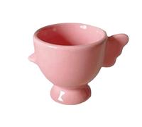 Lot de 2 coquetiers à base surélevée, couleur unie, poignée antidérapante, bonne prise en main, porte-éponge de maquillage, mini porte-œufs en céramique for petit-déjeuner, salle à manger(Pink)