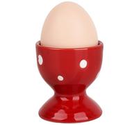 Lot de 2 coquetiers à pois en céramique pour œufs durs ou mous - Décoration de table de petit-déjeuner - Rouge