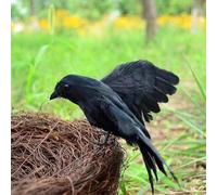 Lot de 2 corbeaux artificiels noirs pour Halloween, fabriqués en plastique et plumes pour la chasse, le porche, la cour et les décorations de fête d'horreur
