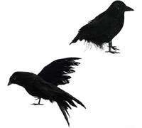 Lot de 2 corbeaux noirs artificiels parfaitement conçus pour les occasions festives