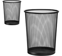 Lot De 2 Corbeilles À Papier De Bureau - 19 L - En Maille Métallique - Ronde - Xxl - Noir