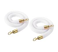 Lot de 2 Corde Concierge,Corde de Poteau en Velours,Corde de Contrôle des Foules avec Crochets,Corde de Barrière de File D'attente pour Décoration de Fête,Tapis,Blanc(Size:6ft/185cm,Color:Gold hook)