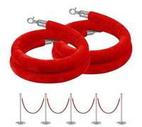 Lot de 2 Corde de Barrière de File D'attente,Corde Concierge,Corde de Contrôle Des Foules,Corde de Poteau en Velours avec Crochets,pour Poteau de Suspension À Boul(Size:3ft/90cm,Color:Crochet argenté)