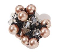 Lot de 2 cordes à cheveux avec perles et strass - Élastiques - Pour femme - Support de queue de cheval - Pour un port quotidien - Champagne